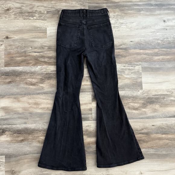 7 For All Mankind Portia Megaflare Jeans Sailor Black Women’s 26 Flare Boho 70's - Picture 8 of 11